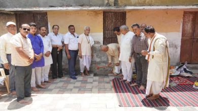 श्री रामलीला समिति गढ़ा में सभागार का भूमिपूजन।