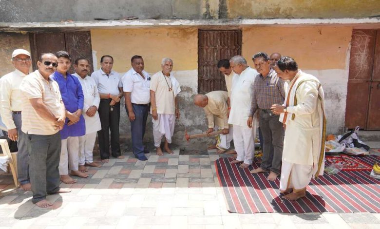 श्री रामलीला समिति गढ़ा में सभागार का भूमिपूजन।